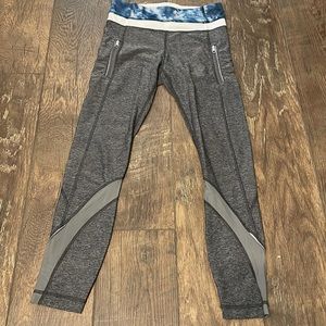 LuluLemon 7/8 Crop‎ Leggings Mesh side/bottoms Tie Dye Top